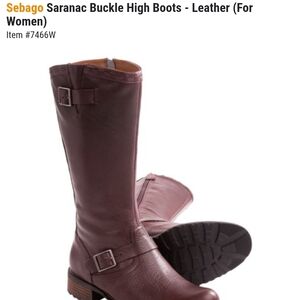 Sebago Bordeaux Heeled Boots with Buckle